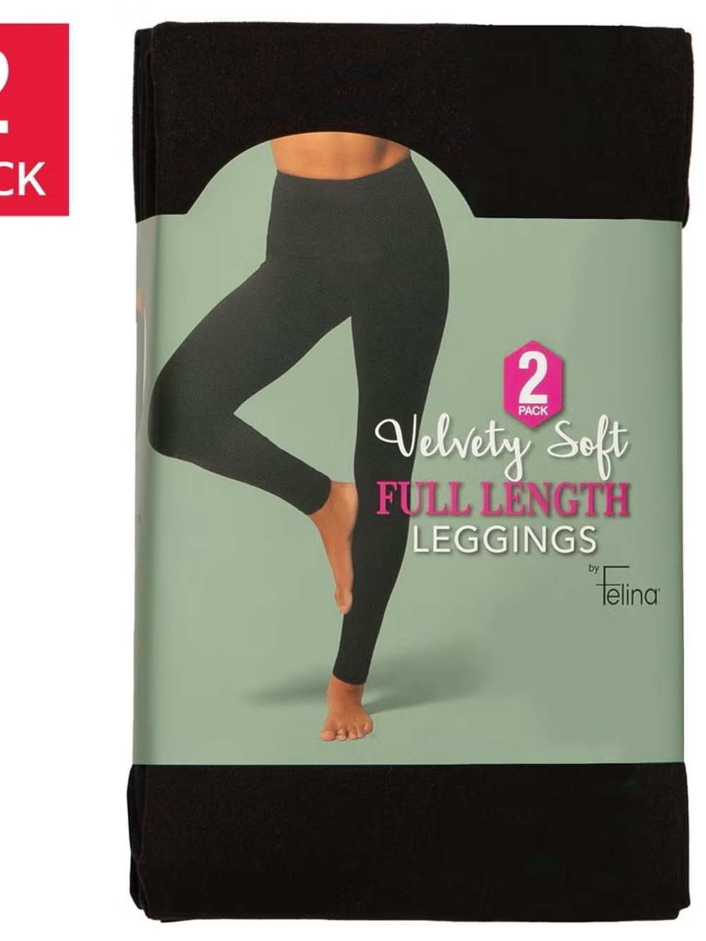 Felina Women's Velvety Soft Full Length Legging, 2-pack